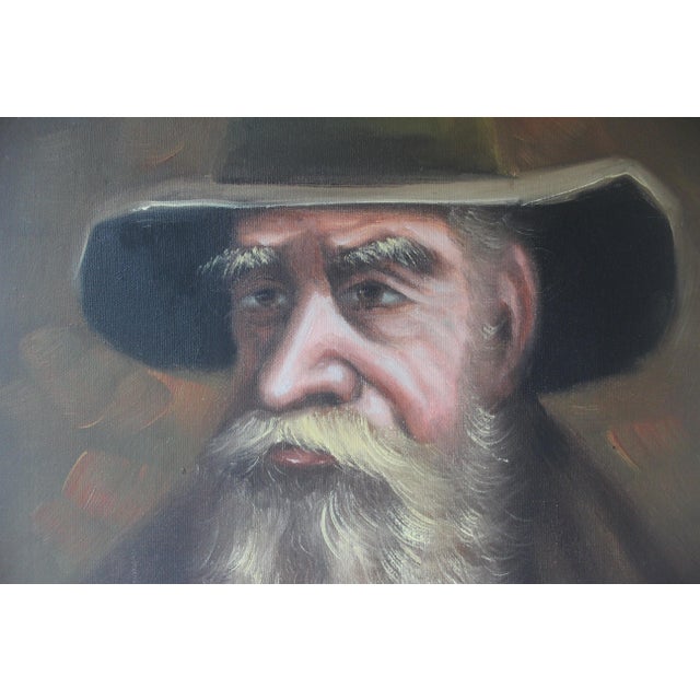 Portrait Painting of a Man With a Hat, Signed and Framed For Sale - Image 9 of 10