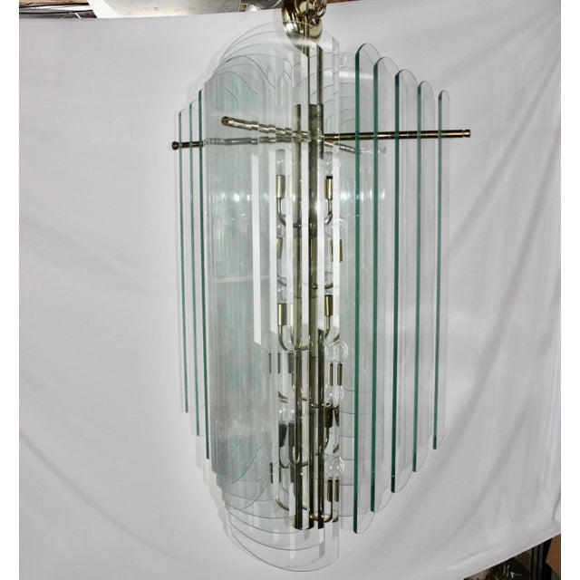 Transparent Vintage 4 Ft Mid-Century Modern Waterfall Cascade Glass 12 Light Chandelier For Sale - Image 8 of 8