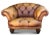 1990s Set of Victorian Design Tan Leather Deep Button Chesterfield Club Chair & Footstool For Sale - Image 5 of 9