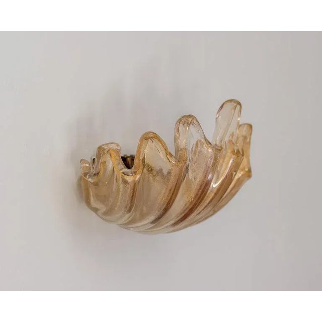 Gold Clamshell Sconces by Barovier E Toso, Set of 2 For Sale - Image 8 of 13