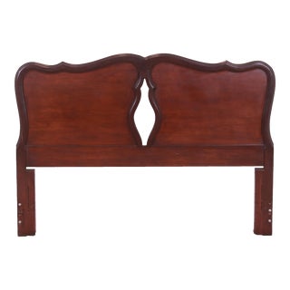 Kling Furniture French Provincial Carved Mahogany Full or Queen Size Headboard, Circa 1950s For Sale