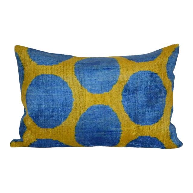 Silk Uzbek Ikat Velvet Hand Made Pillow Cushion For Sale