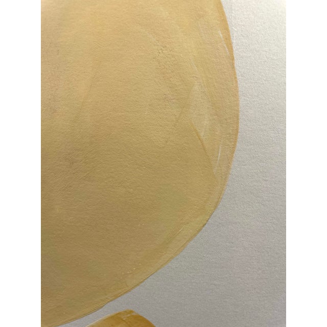 Abstract minimalist acrylic painting on French hand crafted cotton paper. Framed in a gold frame. All works on paper are...