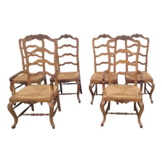 Set of 6 Rustic Farmhouse Country French Dining Chairs For Sale