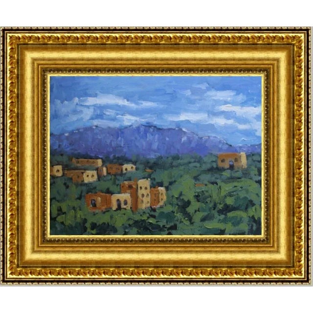 Blue Santa Fe Landscape, Southwestern Oil Painting For Sale - Image 8 of 9
