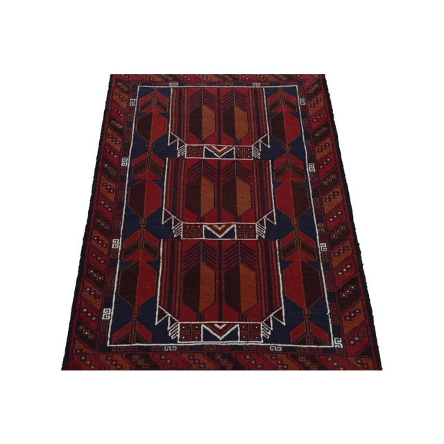 Tribal Rug & Kilim’s Afghani Baluch Tribal Rug in Red With Geometric Patterns For Sale - Image 3 of 8