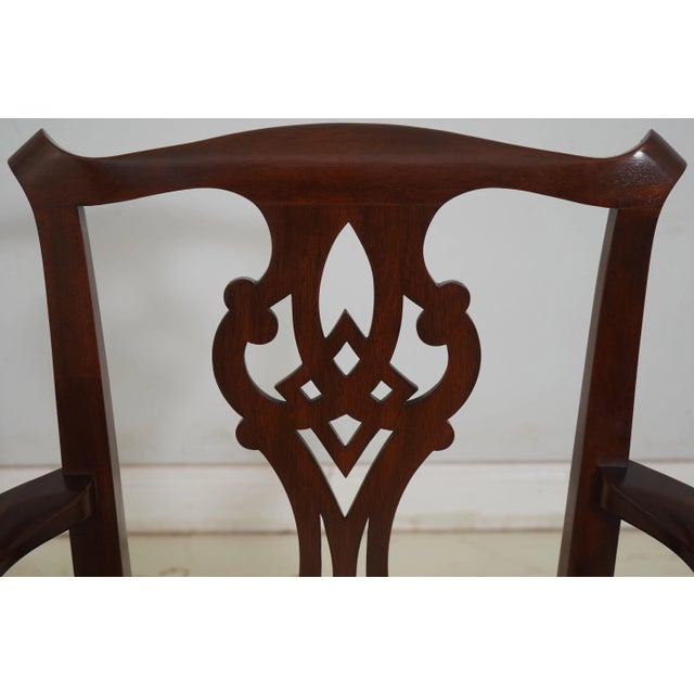 1980s Set of 6 Henkel Harris no.101 Mahogany Chippendale Dining Room Chairs For Sale - Image 5 of 18