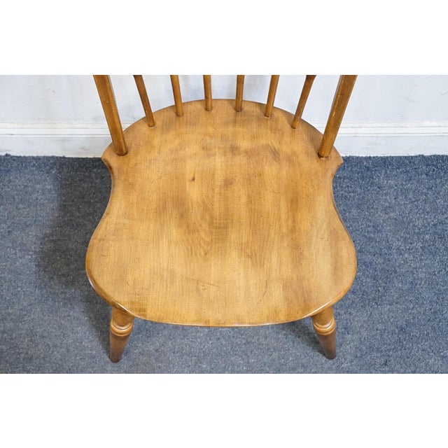 American Ethan Allen Circa 1776 Collection Solid Maple Early American Bowback Windsor Dining Side Chair 18-6211 For Sale - Image 3 of 11