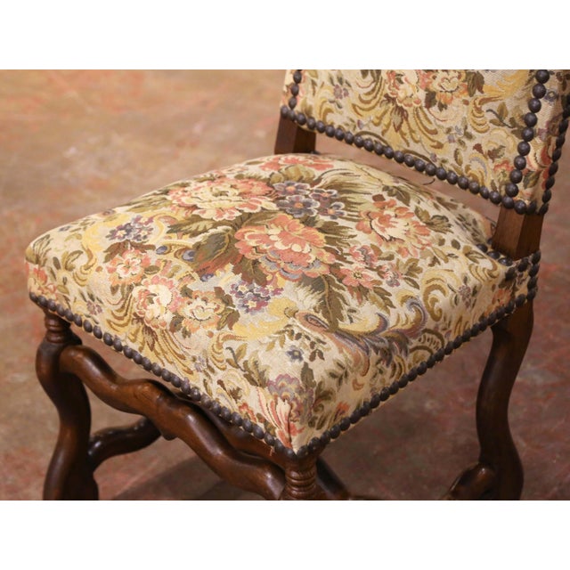 Early 20th Century Set of 10 Early 20th Century French Louis XIV Upholstered Oak Dining Chairs For Sale - Image 5 of 12