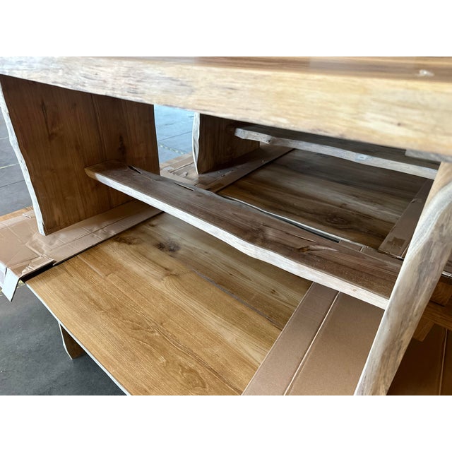 Live Edge Teak Wood Dining Table For Sale - Image 4 of 6