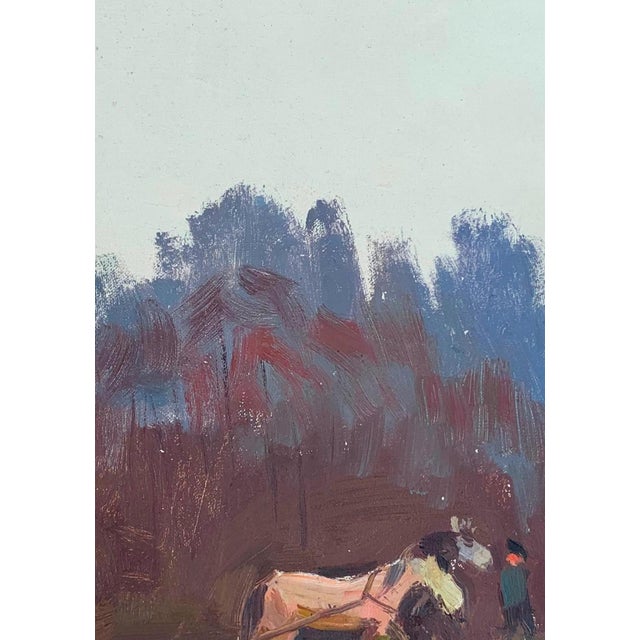 Rural Landscape Antique Painting Original Soviet Art Ukrainian Artist Sokolovsky g.34-23 1970s For Sale - Image 4 of 6