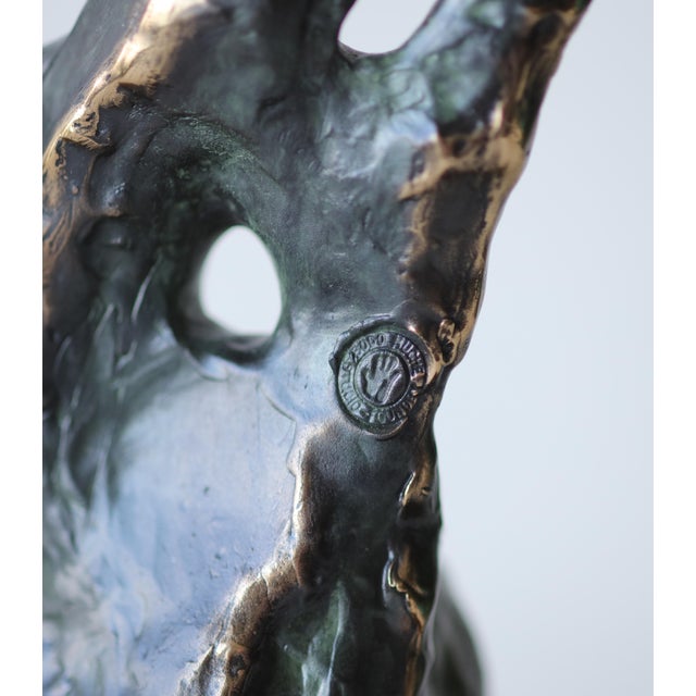 Solid Bronze Lyford Cay Club 18th Offshore Fishing Tournament Grand Prize April 2016 Marlin Trophy with opal inset on a...