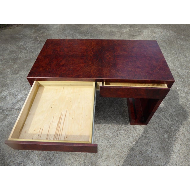 2010s Elm Burl Writing Desk / Dazzling, Intense Elm Burl For Sale - Image 5 of 9