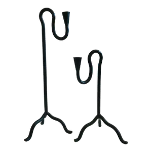 Tall Cast Iron Candlestick Holders - Set of 2