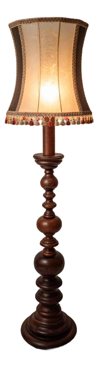 Wooden Floor Lamp with Bladder Shade