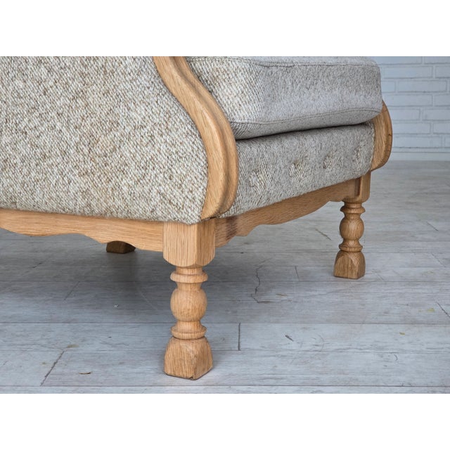Mid-Century Modern Danish Highback Armchair in Wool and Oak, 1970s For Sale - Image 3 of 18