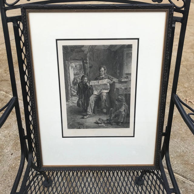 Framed Black & White Etching "Boys Kept In" For Sale - Image 10 of 10