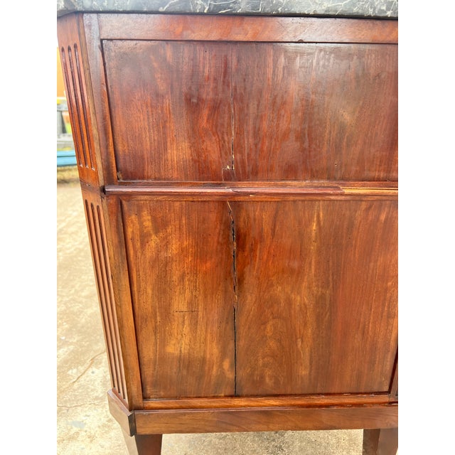French 19th Century Louis XVI Marble Top Mahogany Chest of Drawers For Sale - Image 9 of 12