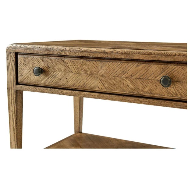 Wood Rustic Oak End Table For Sale - Image 7 of 9