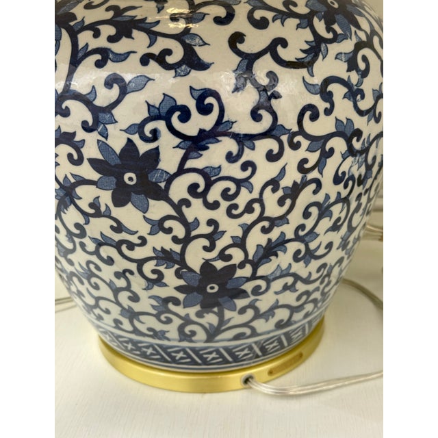 Ceramic Ralph Lauren Blue & White Porcelain Lamp – 25" Tall For Sale - Image 7 of 11