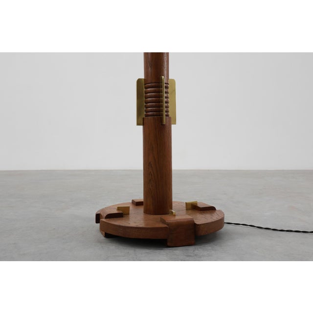 1920s Art Deco Floor Lamp in Oak and Alabaster, 1920s For Sale - Image 5 of 16