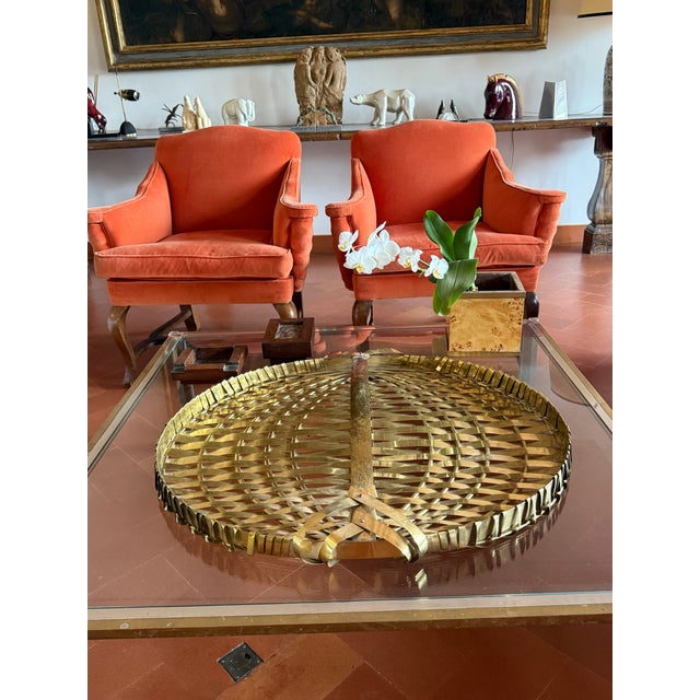 Hollywood Regency Monumental Braided Brass Tray / Centerpiece, Italy Ca. 1970 For Sale - Image 9 of 9