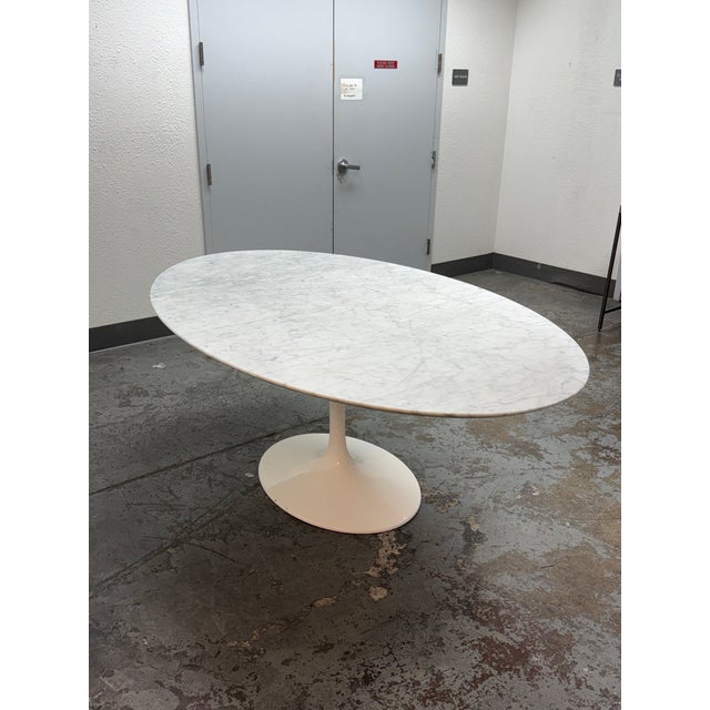 2010s Room & Board Eero Saarinen Style Oval Marble Dining Table For Sale - Image 5 of 13