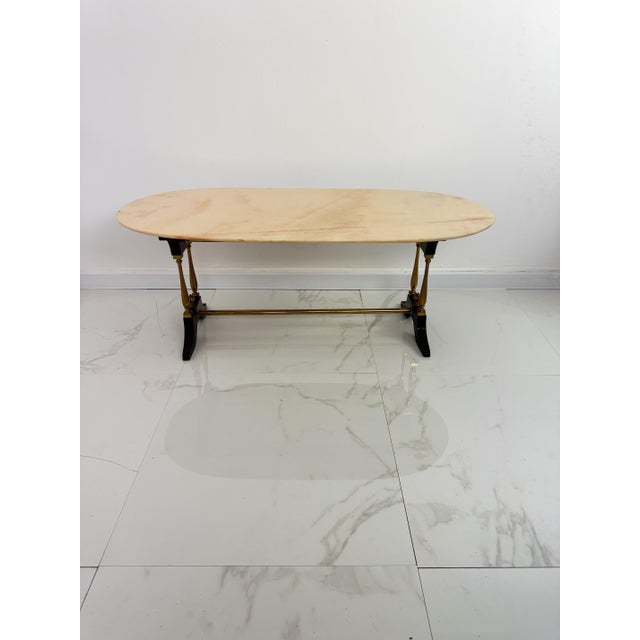 Oval Coffee Table with Marble Top, 1950s For Sale - Image 11 of 15