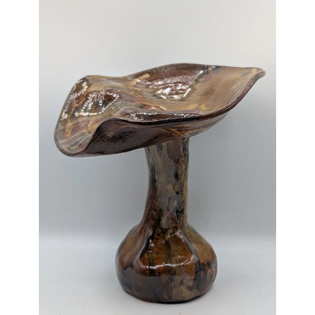 Ceramic Vintage Mid Century Modern Studio Art Pottery Mushroom Vase Earth Tone For Sale - Image 7 of 14