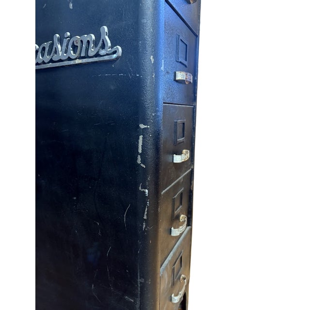 Metal Mid-Century Industrial Filing Cabinet-Original "Greeting Card" Storage For Sale - Image 7 of 12