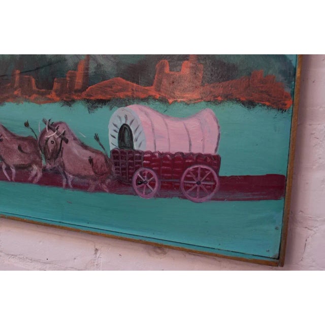 Outsider Art "Indian and Caravan" Oil on Panel by Bruno Del Favero For Sale - Image 12 of 13