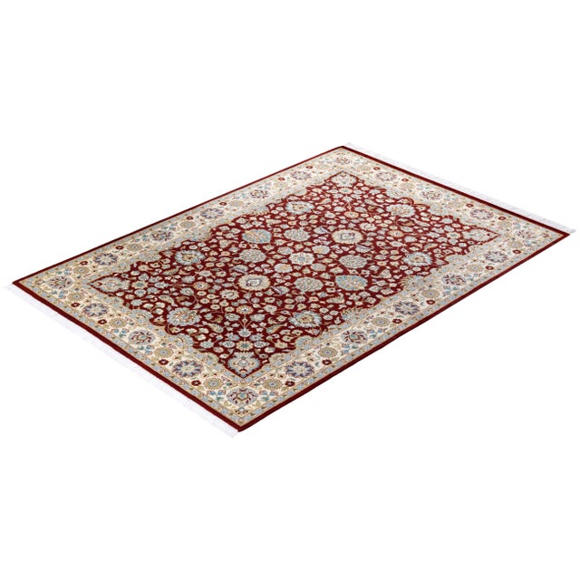 Red Mogul, One-of-a-Kind Hand-Knotted Area Rug - Red, 4' 2" x 5' 10" For Sale - Image 8 of 8