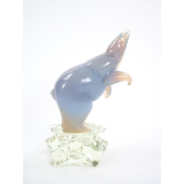 Hand Crafted / Blown Glass & Lucite Decorative Sculpture of a Standing Polar For Sale - Image 10 of 12
