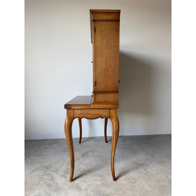 Vintage Weiman French Provincial Louis XV-Style Secretary Desk With Bookcase Hutch For Sale - Image 13 of 13