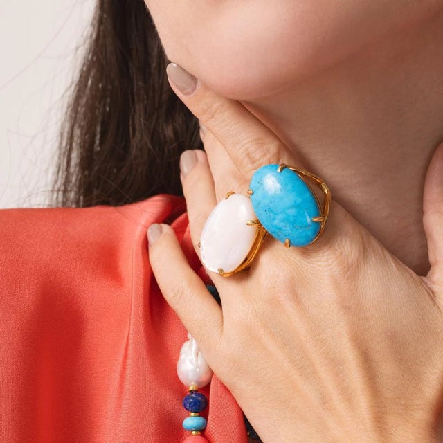 Celine Ring, Turquoise, Size 9 For Sale - Image 4 of 5