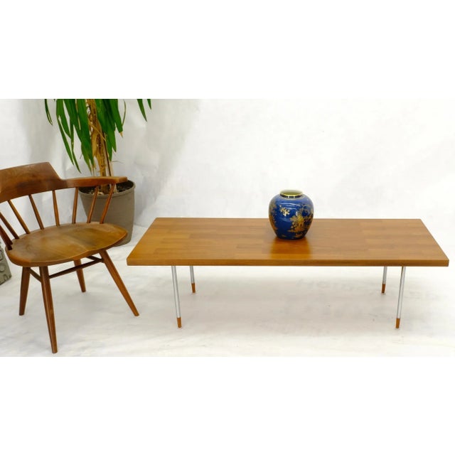 Danish Mid-Century Modern Rectangle Coffee Table on Chrome Cylinder Legs For Sale - Image 12 of 13