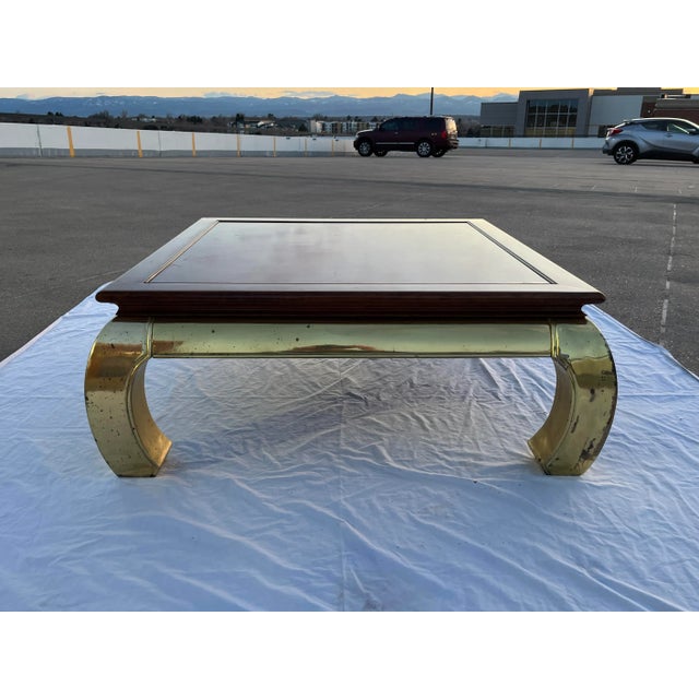 Mid 20th Century Asian Influenced Ming Legged Brass Coffee Table After Mastercraft For Sale - Image 5 of 13