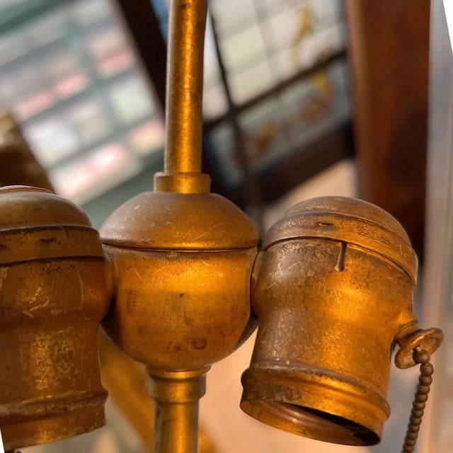 1920s American Tiffany Furnaces Bronze Dore & Enamel Table Lamp Base For Sale - Image 9 of 14