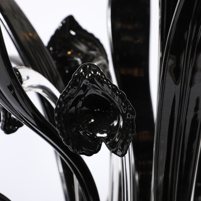 Mid-Century Modern Mid-Century Expansive Leaf Form Handblown Murano Glass & 24kt Gold Fleck Uplight For Sale - Image 3 of 18