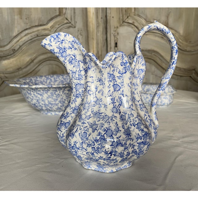 Blue Bathroom Set by B & Cie, Set of 3 For Sale - Image 8 of 17