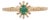 Art Deco Sunburst Emerald & Baguette Diamond Promise Ring Size 6.5 in 14k Yellow Gold For Sale