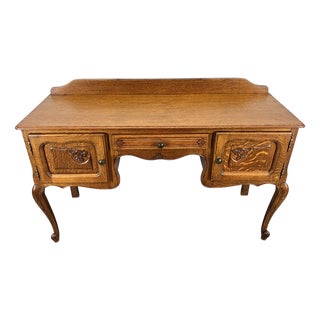 Vintage French Louis XIV Carved Oak Sideboard For Sale
