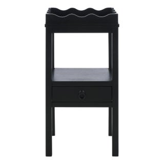 Darlyn Scalloped 1 Drawer Accent Table in Matte Black For Sale