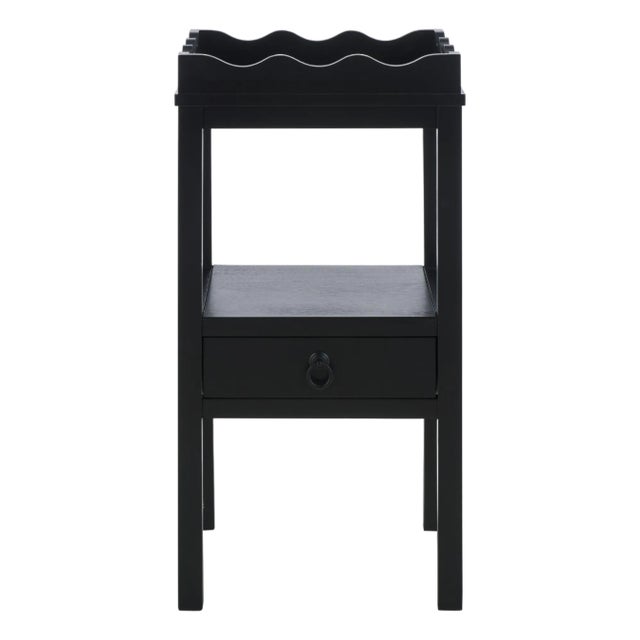 Darlyn Scalloped 1 Drawer Accent Table in Matte Black For Sale