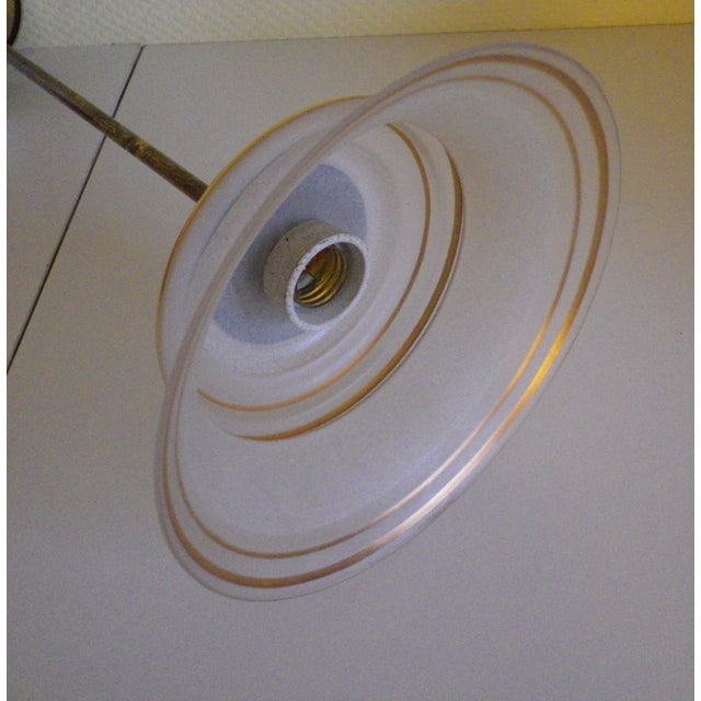 Gold Pendant Light with Smooth and Textured Opaline Glass, 1960s For Sale - Image 8 of 15