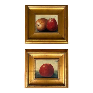Vintage Still-Life Paintings of Apples With Giltwood Frames, Pair For Sale