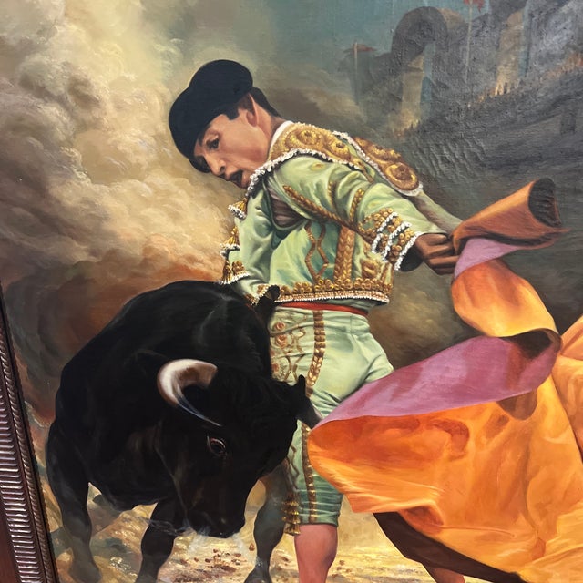 1960s 20th Century Spanish School Oil on Canvas Framed Signed Titled Matador For Sale - Image 5 of 12