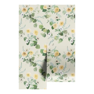 Chirp Society Floral Grasscloth Wallpaper by House Party | Secret Garden Green | 8 Yards For Sale