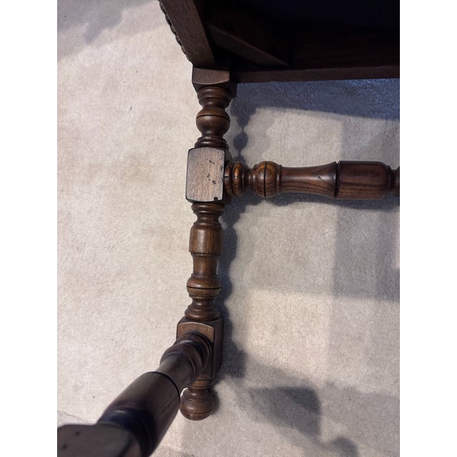 EuroAntique English Manor Style Oak Armchair With Stag Tapestry Upholstery For Sale In Houston - Image 6 of 9