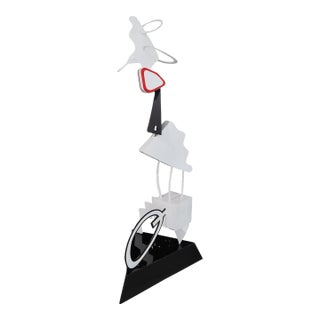 Brad Howe Large Postmodern Abstract Mixed Metal Sculpture on Base, Signed For Sale